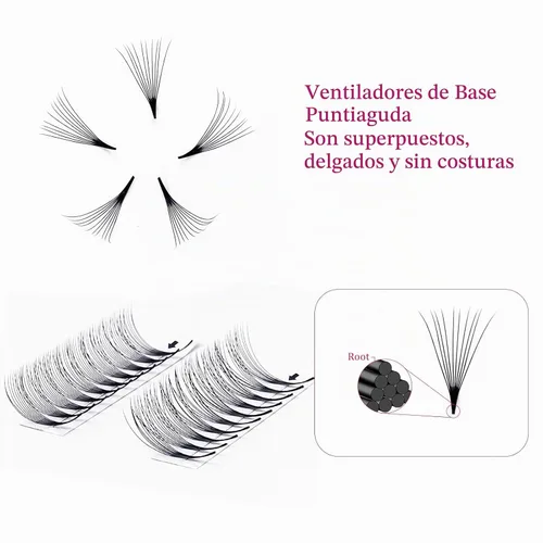Vista 3 de FADLASH Extensiones de pestañas postizas en abanico con base puntiaguda 10D, extensiones de pestañas postizas de tallo medio, extensiones