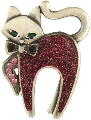 Vista 2 de Broche con diseño de gato de cristal, hecho con elementos de Swarovski