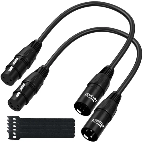Vista 6 de Elecan Cable adaptador DMX DMX512 hembra a 3 pines XLR macho DMX Turnaround de 0.5 pies/2 unidades, transmisión de señal premium para micrófono