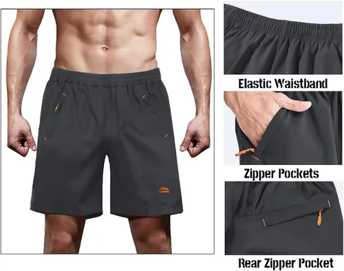 Vista 2 de MAGCOMSEN Men's Shorts Quick Dry Hiking Shorts with Zipper Pockets for Gym, Workout, Athletic, Running