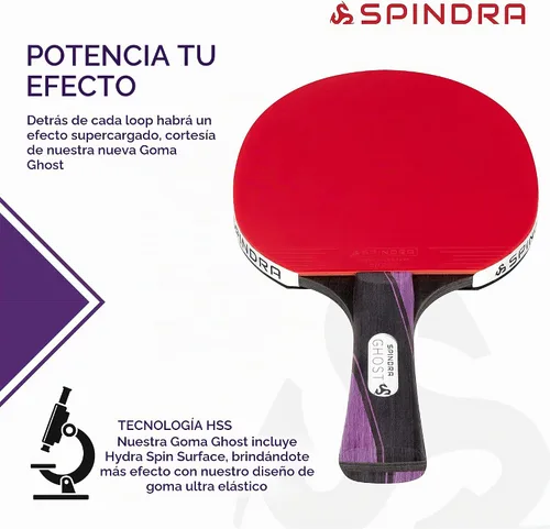 Vista 2 de Ghost Professional Competition Ping Pong Paddle y estuche de fibra de carbono Tecnología HSS para un máximo giro y control
