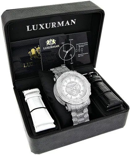 Vista 4 de LUXURMAN Iced Out Reloj de diamantes con cronógrafo 2ctw de diamantes Escalade, Cronógrafo