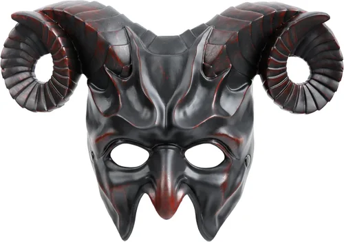 Vista 10 de MCJC Máscara con cuernos de cabra de diablo, accesorios de cosplay de Halloween, máscara de media cara para adultos, 4