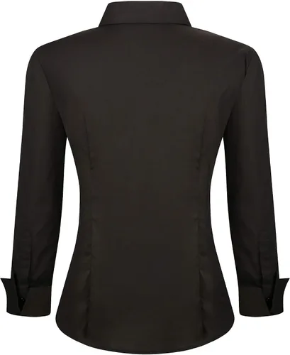 Vista 3 de Esabel.C - Camisa de trabajo con botones de manga larga para mujer, elástica, corte regular