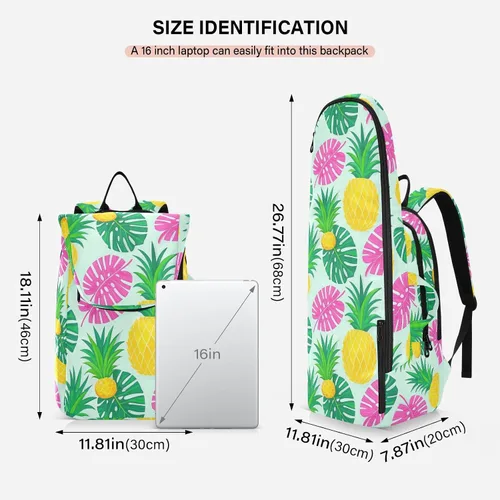 Vista 3 de Tennis Racquet Ball Bag Breathable Summer Pineapple Palm Leaf Blue Multiple Tennis Badminton Racket Bag for Tennis, Badminton, Pickleball raquetas