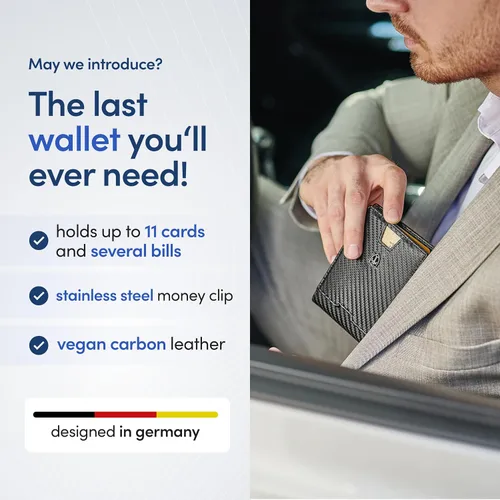 Vista 2 de TRAVANDO - Cartera delgada, con clip de dinero y bloqueador de lector AUSTIN RFID, tamaño mini y plegado doble, para hombres., cartera Rfid, S