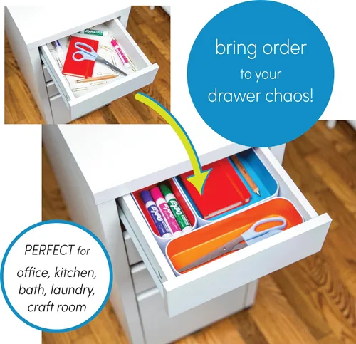 Vista 4 de Organizador de cajones Seattle Three by Three Deep 2" food-safe metal bins; soft non-scratch base; perfect for kitchen utensils, tools & bulkier