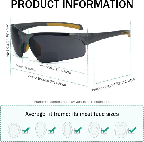 Vista 3 de Eyekepper Gafas de sol bifocales Lentes polarizadas bifocales lectores hombres marco gris +2.00