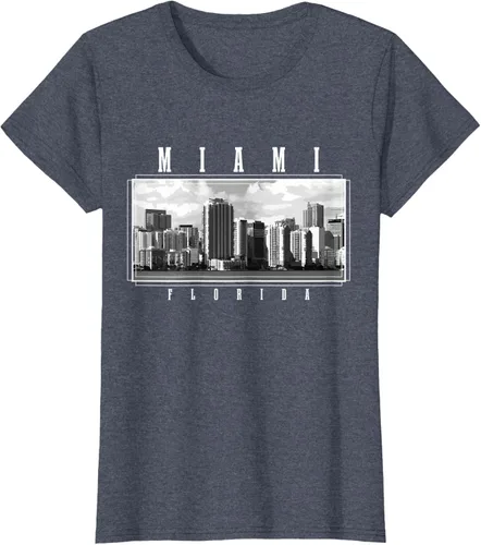 Vista 10 de Miami Skyline Florida Pride Vintage Miami Camiseta, Negro
