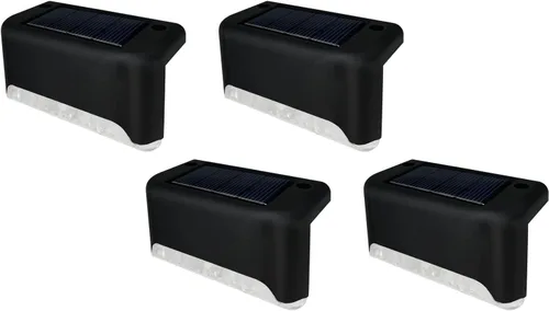 Vista 8 de plplaaoo Luz solar para cubierta, luz solar para escalones, luz solar para valla, lámpara de escalera al aire libre, 4 piezas de luz solar