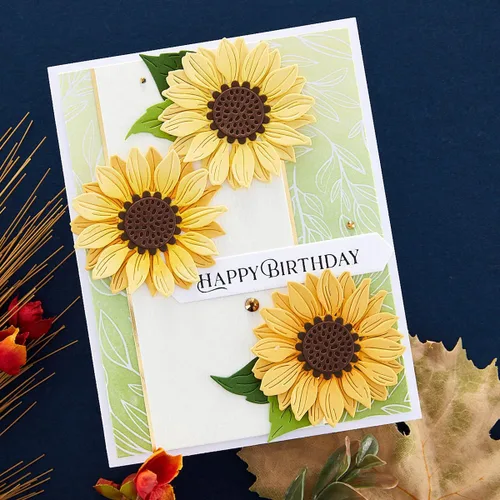 Vista 3 de Spellbinders Troqueles grabados con serenata de girasol S3-494