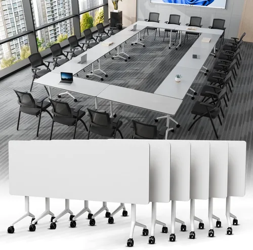 Vista 12 de Mesa de conferencias plegable, mesa de sala de conferencias con ruedas, mesa de conferencias plegable modular, mesas de reuniones de entrenamiento