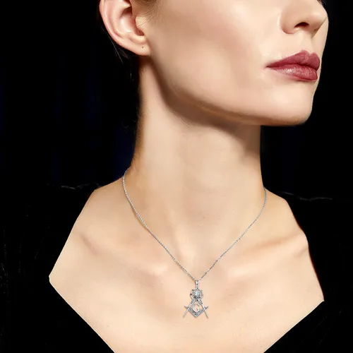 Vista 15 de PROESS Collar de plata de ley con colgante de montaña y sol de semilla de mostaza/masónico/brújula para mujeres y hombres, collar con colgante