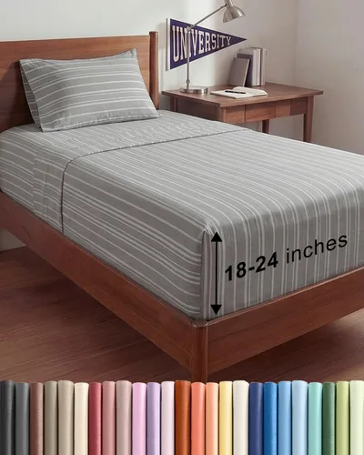 Vista 84 de Sábanas individuales de bolsillo extra profundo, sábanas transpirables y refrescantes de 3 piezas, juego de sábanas de lujo para hotel, suaves, sin
