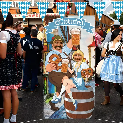 Vista 7 de Iceyyyy Juego de accesorios para fotos de Oktoberfest – 6 x 3.3 pies para el Oktoberfest para puerta de fotos y telón de fondo y 22 pies de bandera