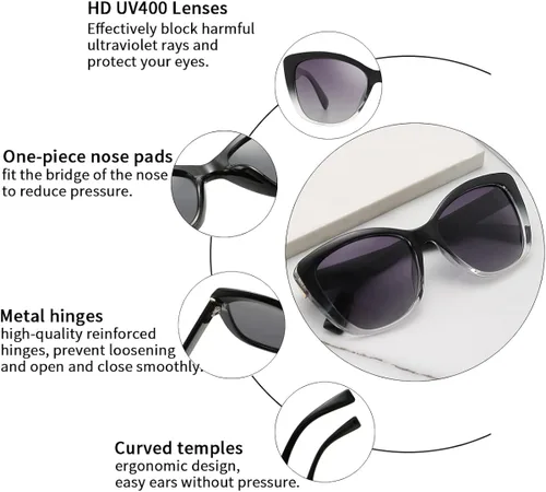 Vista 4 de Dollger Gafas de sol polarizadas de ojo de gato para mujer diseño retro gafas de sol polarizadas con protección UV400