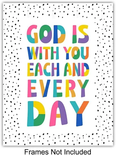 Vista 3 de Arte de pared para niños, religión, cristianismo, regalo de bebé para niñas, niños, juego de decoración de habitación de bebé, Fe Dios, Escritura