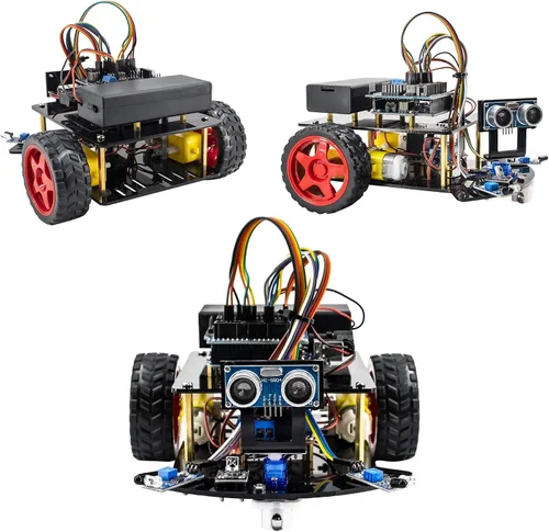 Vista 7 de Hosyond Kit de coche robot inteligente, coche de control remoto 2WD compatible con Arduino IDE con Tutorail