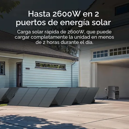 Vista 2 de EF ECOFLOW Central eléctrica 4096Wh DELTA Pro 3 con panel solar portátil de 400W, salida de CA de 4000W a 120/240V, generador solar para uso