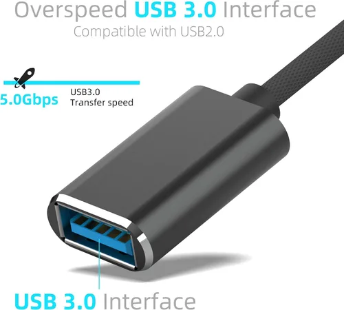 Vista 4 de HIEbee Mini USB OTG Cable para Cámaras Digitales - USB A Hembra a Mini USB B Adaptador Macho de 5 pines Cable Trenzado
