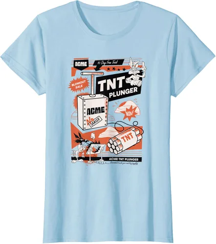 Vista 19 de Looney Tunes Wile E. Coyote - Camiseta de émbolo TNT, Blanco, S