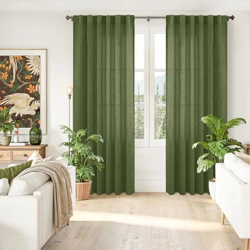 Vista 142 de BGment Cortinas cortas de lino marfil de 36 pulgadas de largo para ventanas de cocina, pequeñas cortinas texturizadas rústicas para café sobre