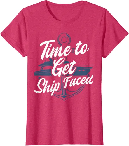Vista 7 de Time to Get Ship Faced Holiday Hilarante Nautical Sailing Camiseta, Negro, S
