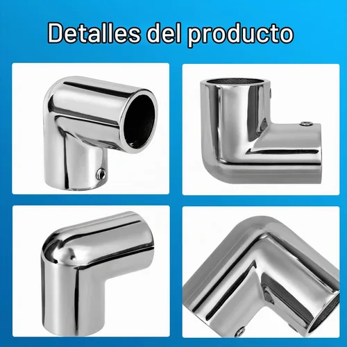 Vista 4 de Accesorio de barandilla de barco resistente, accesorios de codo de 2 vías de 90 grados, acero inoxidable 316, conector de tubería para tubos de 1