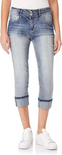 Vista 27 de WallFlower Vaqueros Luscious Curvy de 23.5” de cintura media para mujer, jeans de mezclilla Insta Stretch para juniors Albahaca