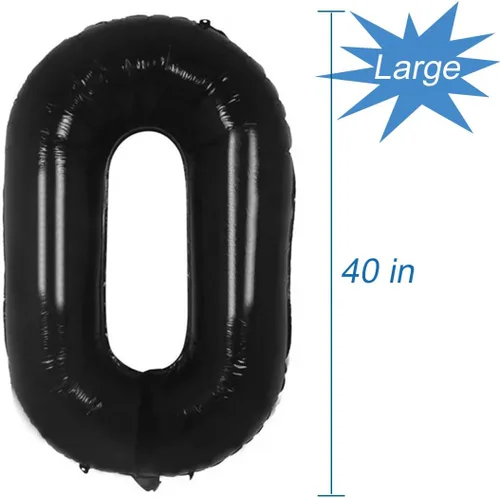 Vista 3 de Globos negros del número 10, globos para fiesta de cumpleaños número 10, 40 pulgadas