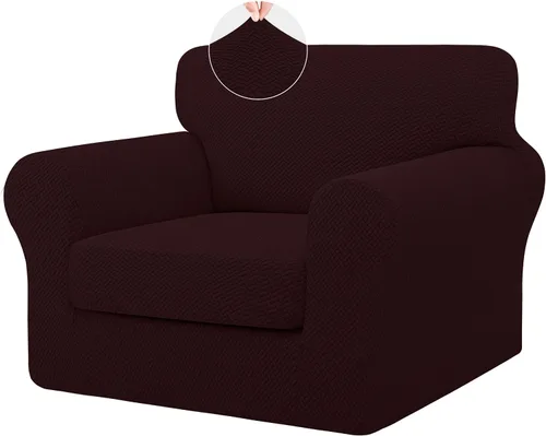 Vista 31 de ISSUNTEX 2 Piezas Fundas para Silla y Sofá de Alta Elasticidad Gruesas, Funda Suave para Sofá de 1 Cojín Separado, Tela Jacquard Funda Elástica