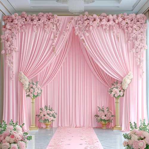 Vista 50 de Cortinas de fondo azul bebé de 8 x 10 pies para bodas, cortinas de fondo de poliéster sin arrugas, para baby shower, fiestas de cumpleaños