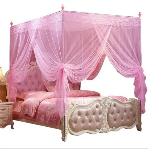 Vista 4 de cortina para cama de 4 esquinas, diseño de princesa