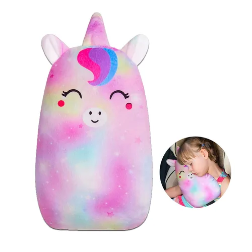 Vista 11 de FIODAY Fundas de cinturón de seguridad de automóvil para niños, almohada de cinturón de seguridad de unicornio, cojín suave para cinturón