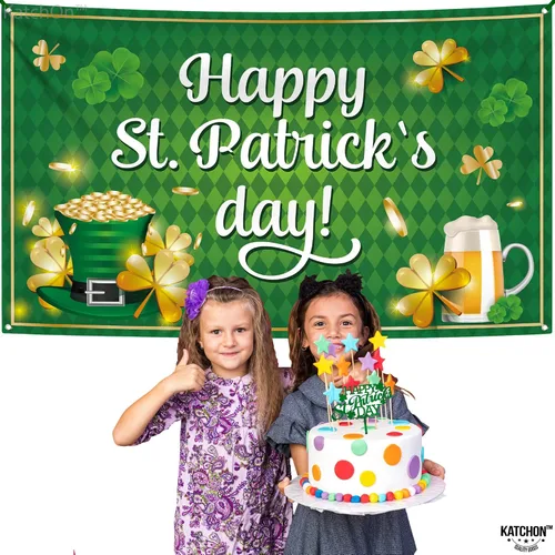 Vista 8 de KatchOn, XtraLarge - Cartel de feliz día de San Patricio, 72 x 44 pulgadas, telón de fondo del día de San Patricio para fotografía, pancartas