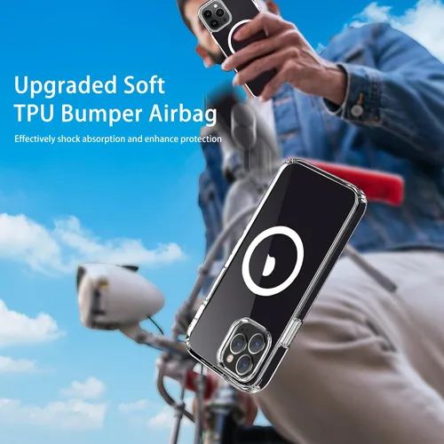 Vista 7 de Funda magnética compatible con iPhone 13 Pro, compatible con carga inalámbrica MagSafe, parte trasera transparente antiarañazos, a prueba de golpes
