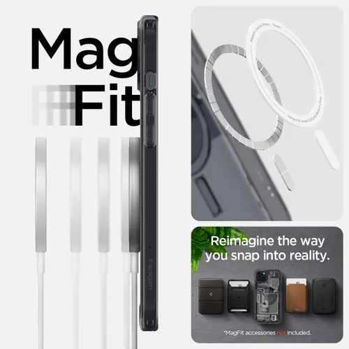 Vista 7 de Spigen - Funda Ultra Hybrid MagFit con impresión digital directa para iPhone 15/14/13, diseño Zero One, color negro, compatible con MagSafe