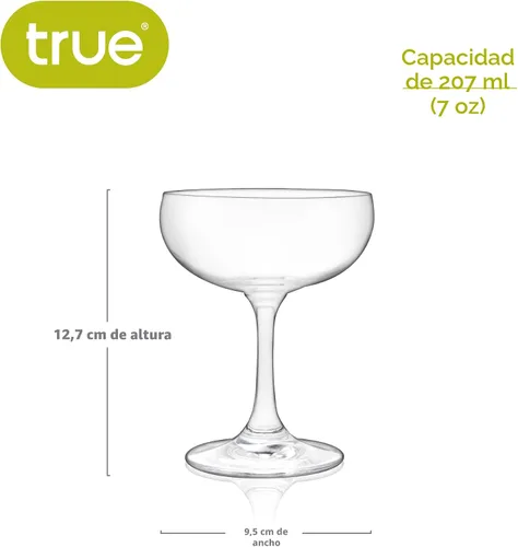 Vista 3 de Vaso True Coupe, Copas de Martini para Fiesta de Cóctel, Perfecto para Espresso Martini, Manhattan, Champán, Elegante Cristalería de 7 oz para Bares