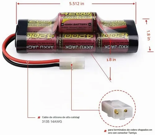 Vista 2 de melasta Batería NiMH de 8.4V 4200mAh 7-Cell Hump para Coches RC - Enchufe