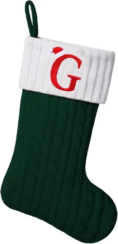 Vista 41 de Medias de Navidad personalizadas de 19 pulgadas con iniciales bordadas, medias de Navidad de punto negro para decoraciones de vacaciones familiares