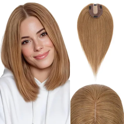 Vista 34 de Rich Choices Pelucas con topper de cabello para mujeres, cabello humano real 100% Remy, sin flequillo, para mujeres con adelgazamiento en la parte