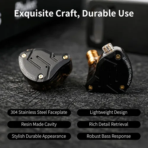 Vista 4 de KZ ZS10 Pro Monitor In Ear, Auriculares IEM, Auriculares para Juegos con Drivers 4BA y 1DD, Auriculares KZ HiFi IEM ZS10 Mejorados con Cable OFC