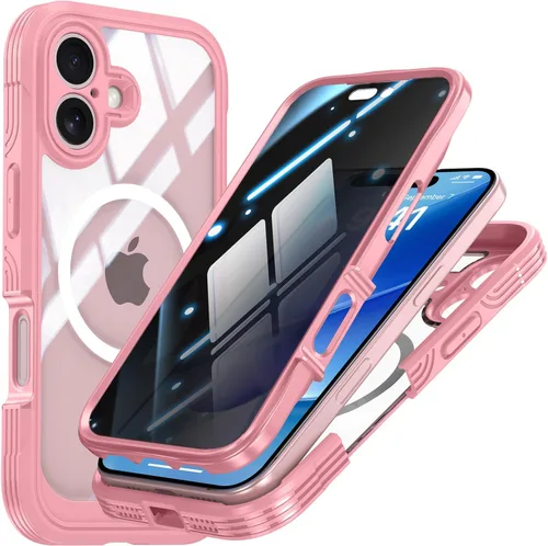 Vista 12 de TOPF&B Funda magnética para iPhone 16, compatible con MagSafe, cubierta completa de 360 grados, protector de pantalla de privacidad integrado
