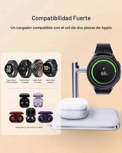Vista 4 de Soporte de cargador 2 en 1 para Samsung Watch y auriculares