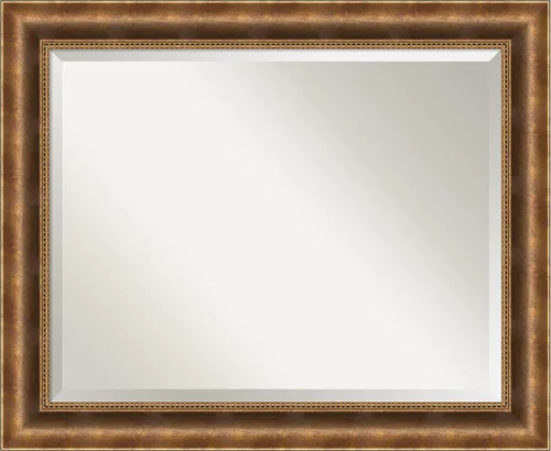 Vista 8 de Amanti Art Espejo de baño de bronce para sobre el fregadero, espejo rectangular de bronce Manhattan de 26 x 22 pulgadas, pequeño marco de madera