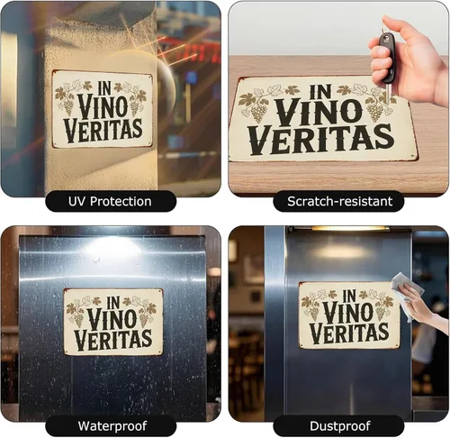 Vista 5 de Letrero de metal retro con texto en inglés «In Vino Veritas Vines» para garaje, hombre, cueva, baño, dormitorio, granja, inspirador, arte de pared
