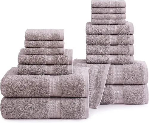 Vista 27 de Lane Linen Juego de toallas de baño de 100% algodón - Producido de manera sostenible, 18 piezas para el baño - 6 toallas de mano, 8 toallitas, 4