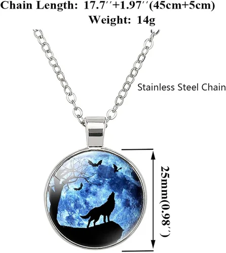 Vista 3 de Collar de lobo para mujer, bonito collar con colgante para mujeres adolescentes