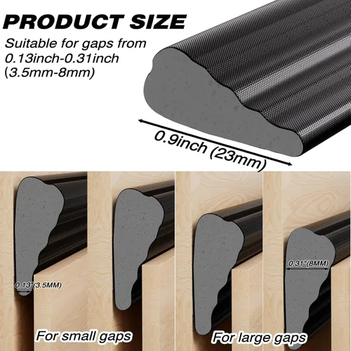 Vista 2 de 2 piezas de burletes para puertas en forma de cuña de 196", aislamiento para ventanas y puertas para invierno, cinta aislante autoadhesiva