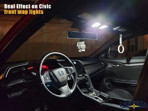 Vista 3 de Paquete de 6 luces LED blancas superbrillantes para interiores Honda Civic 2016 2017 2018 2019 2020 2021 + luces de matrícula y herramienta